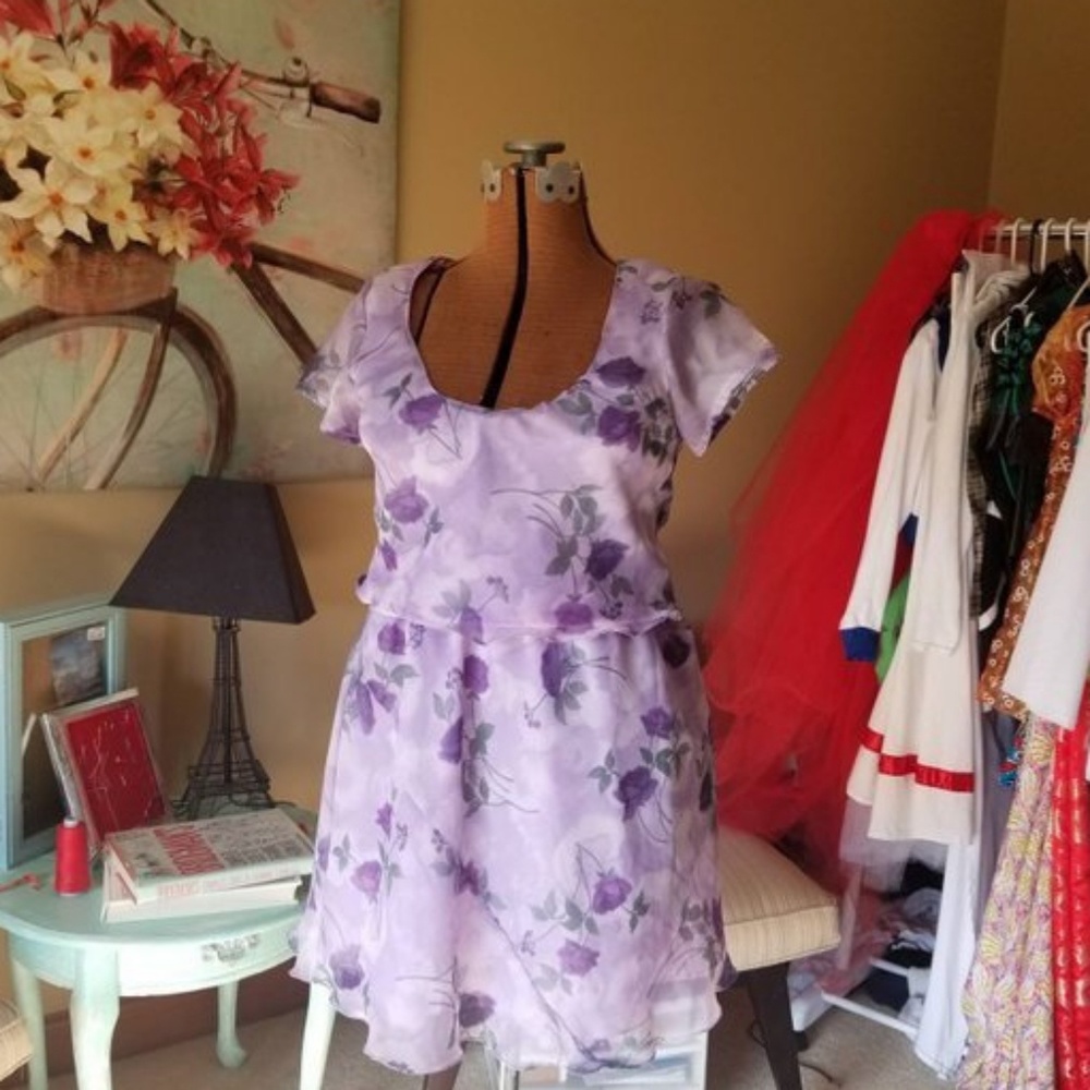 Lavender Rose Chiffon Two Piece